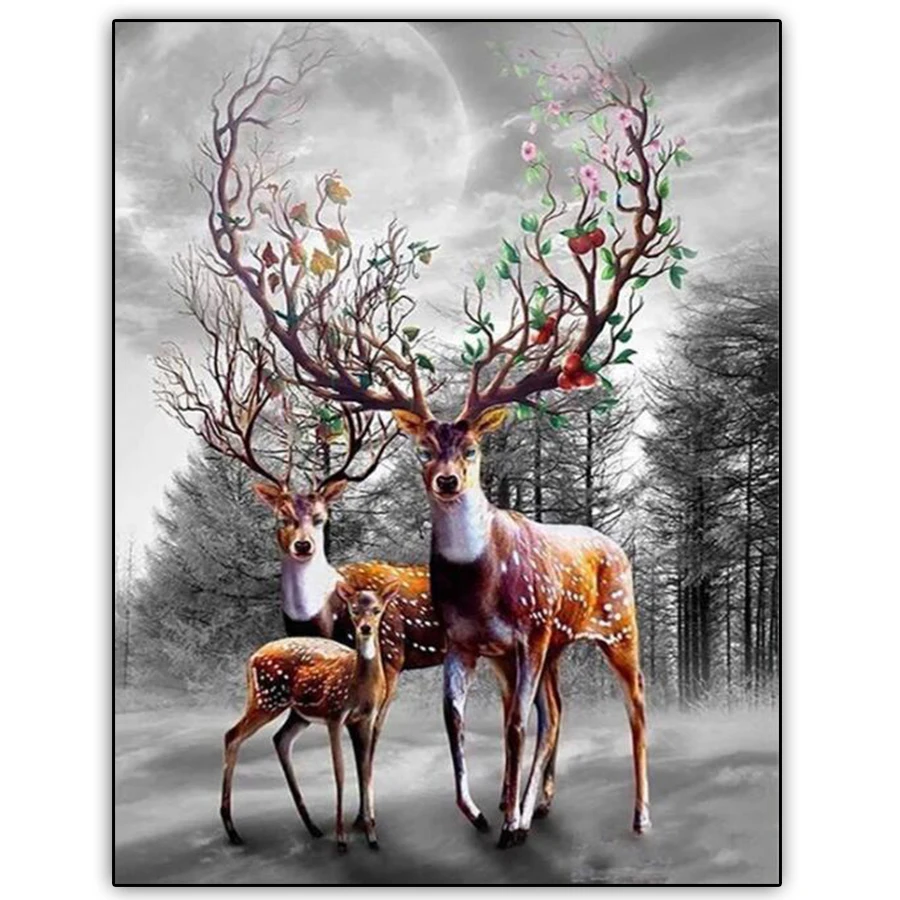

Full Square/Round DIY 5D Diamond Painting Christmas sika deer Diamond Embroidery Pictures Of Rhinestones Mosaic Art Decor DF173