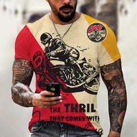 mens retro motorcycle route 66 3d digital print t shirt summer street fashion casual wear o neck oversized t shirt 110 6xl