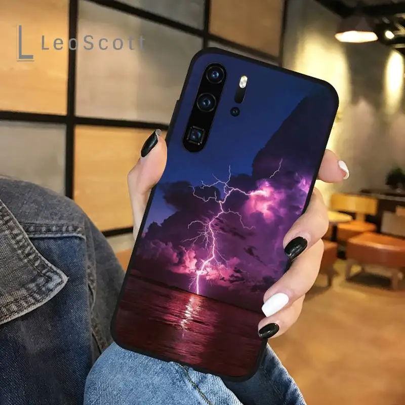 

Cool moment lightning Phone Case For Huawei honor Mate P 9 10 20 30 40 Pro 10i 7 8 a x Lite nova 5t cover funda coque