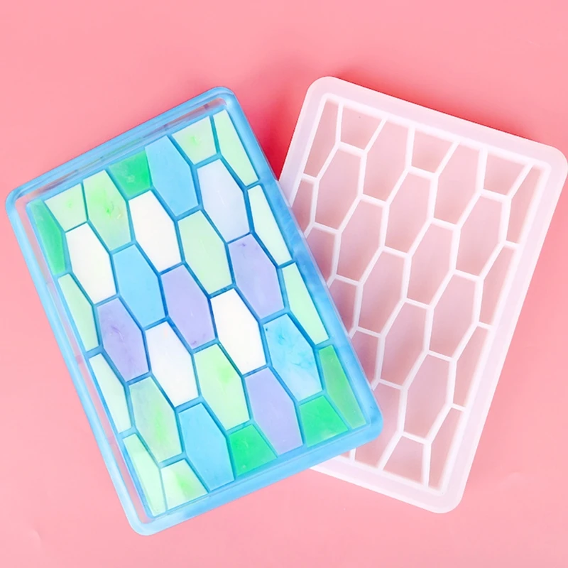 

Honeycomb Rectangle Tray Epoxy Resin Mold Serving Board Fruit Snack Plate Silicone Mould DIY Crafts Jewelry Holder Mold