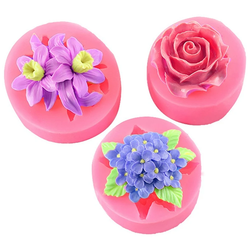 Цветок Цветение Роза Лилия силиконовые Fondant (сахарная) Мыло 3D форма для торта