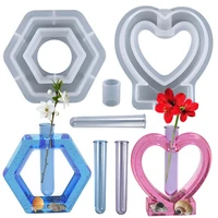 silicone molds for epoxy resin hexagon love flower test tube cultivation water plant mould r%c3%a9sine moule silicone home decoration