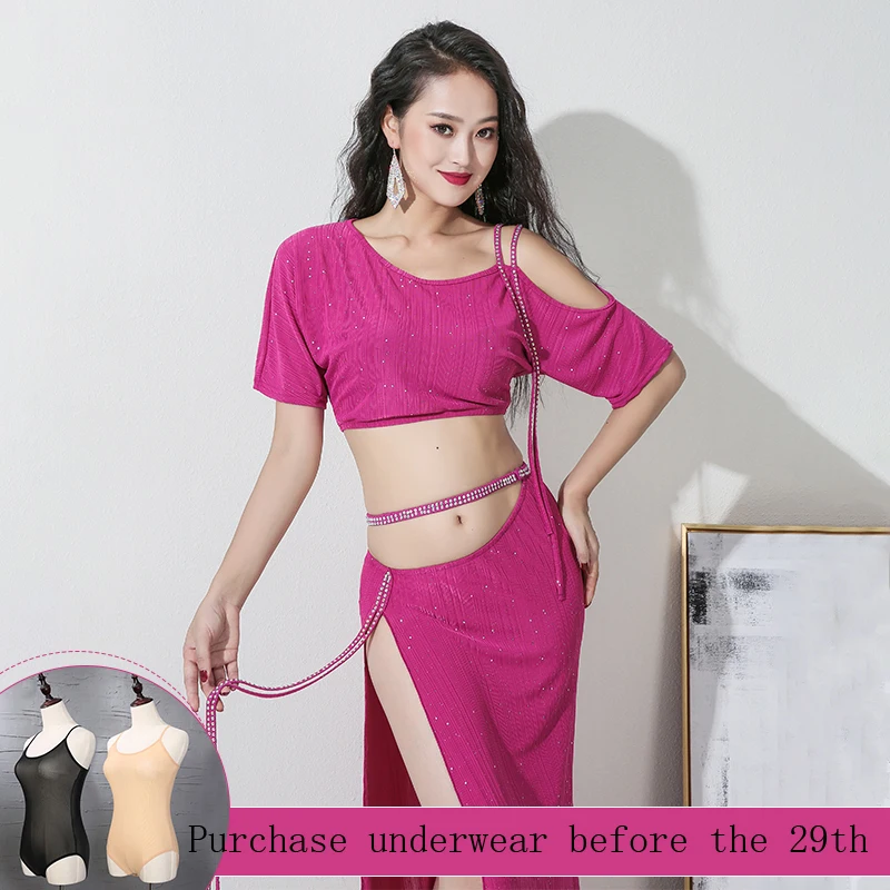 

Belly Dance Suit New Female Sexy Short sleeve Top Practice Clothing New Big Swing Skirt Stage Performance Clothes