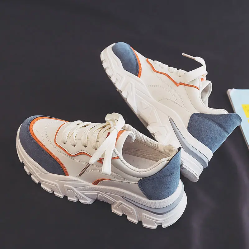 

Women Platform Chunky Sneakers high lace-up Casual Vulcanize Shoes luxury Designer Old Dad female fashion Sneakers