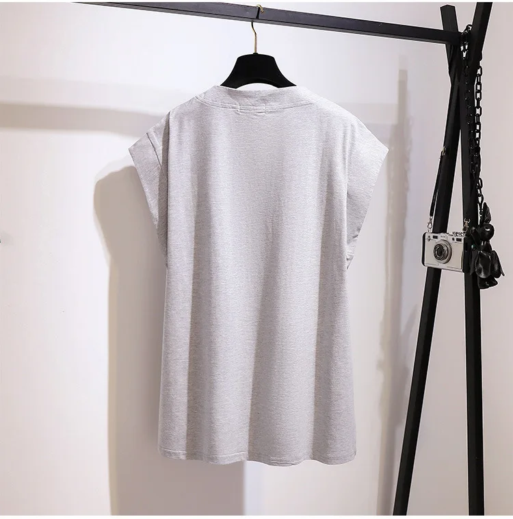 

Plus Size Summer Femme V-neck T-shirts Short Sleeve Harajuku Loose Gray Pink Tees Shirt Streetwear Gothic Women Clothing Tops FY