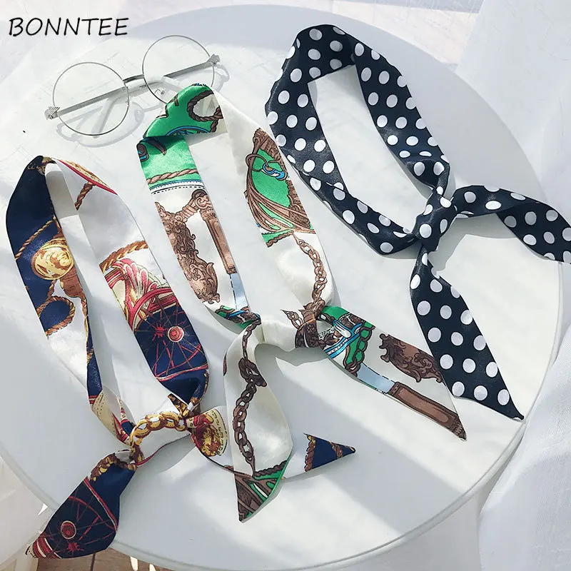 

Scarves Women Wraps Students Sweet Korean Style Ladies All-match Multi-functional Fashion Chic Print Kerchief Headband Scarf