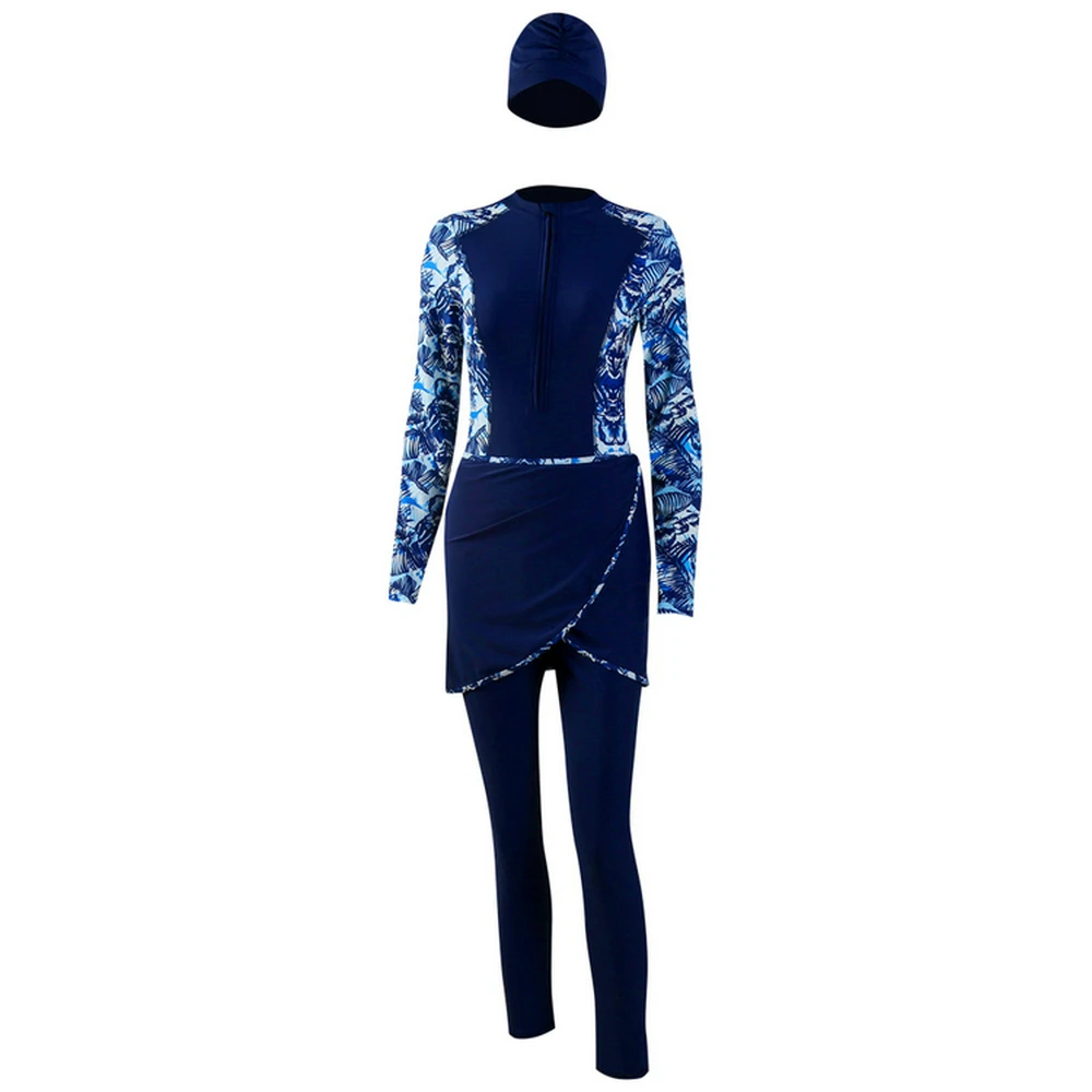 

Women's Swimming Muslim Swimwear Wear Beach Islamic Swimsuit Women 2019 Four Piece Set Burkinis Suit Islamic Swim New Solid