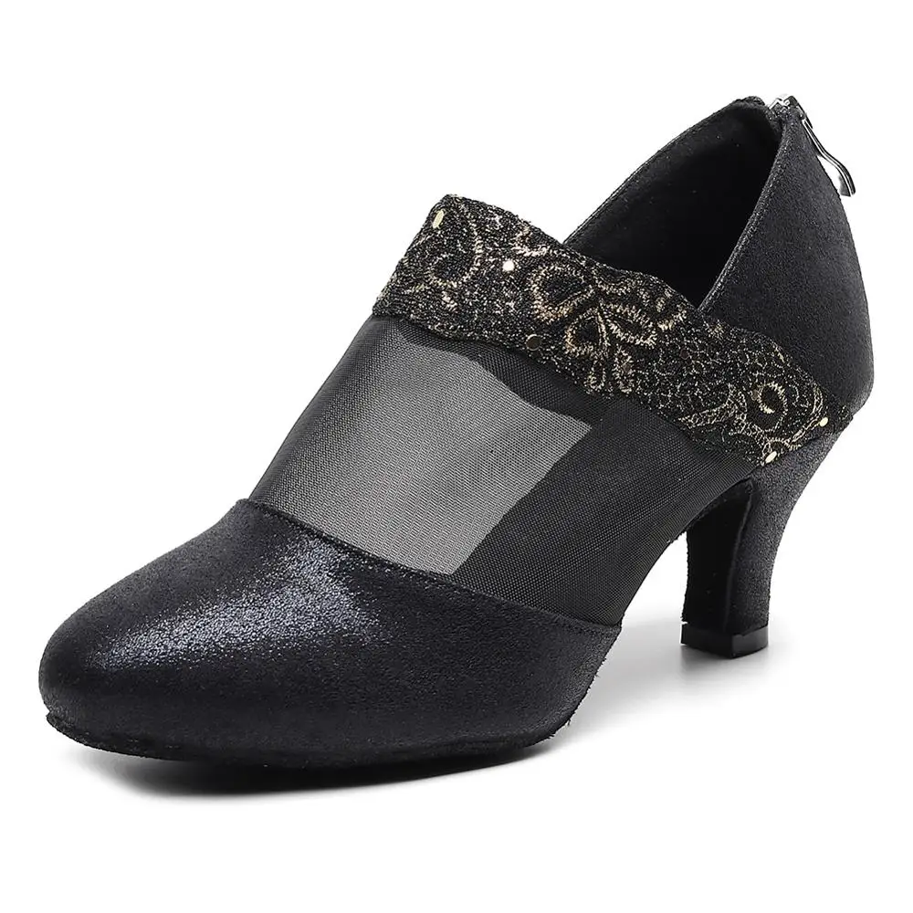 Женские туфли для латиноамериканских танцев DKZSYIM черные кожаные из