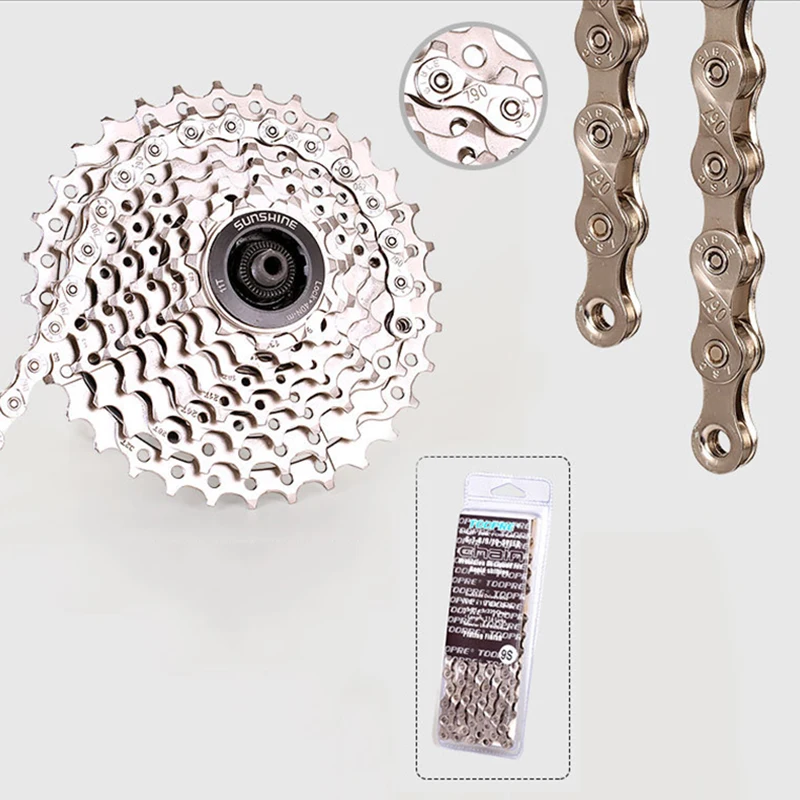 

8 9 10 11 12-Speed Bicycle Chain Silver Semi-Hollow Bicycle Chain Mountain Road Bike Chain Ultralight 116L Bicycle Repair Tool