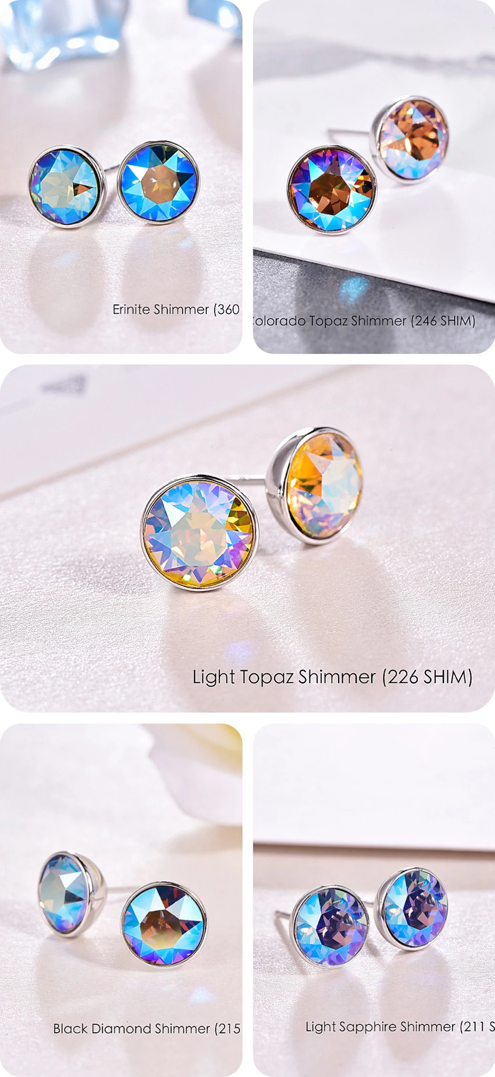 Серьги с кристаллами Swarovski, серьги из стерлингового серебра, круглые серьги для женщин, модные серьги-гвоздики, свадебные ювелирные изделия для офиса