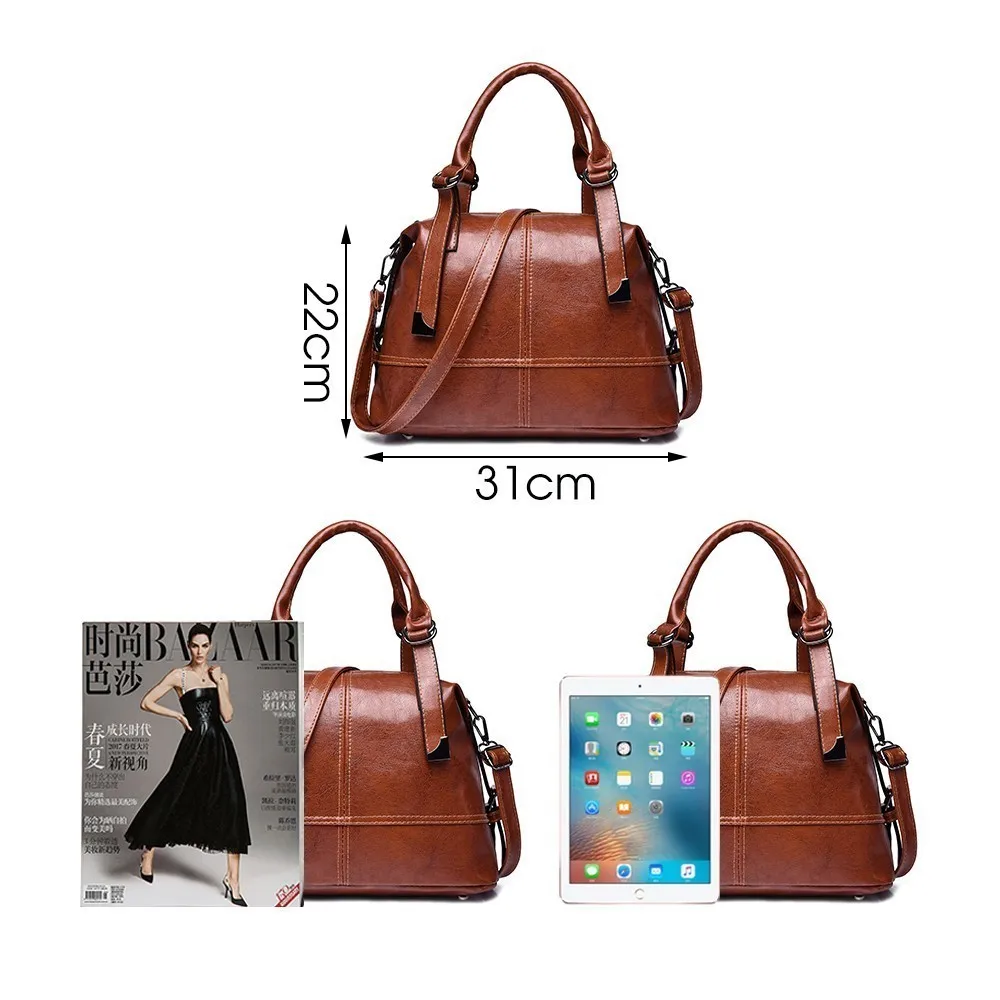 Herald Fashion Женская кожаная сумка Большая вместительная винтажная Сумка-тоут