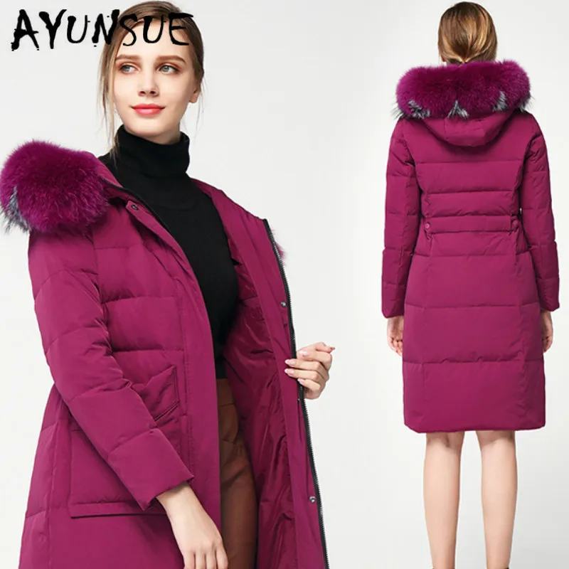 Женский пуховик 90% на белом утином пуху корейское зимнее пальто женская пуховая