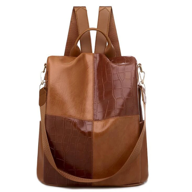 

Fashion Women Backpack High Quality Soft Pu Leather Schoolbag For Girls Female Casual Large Capacity Vintage Shoulder Bags