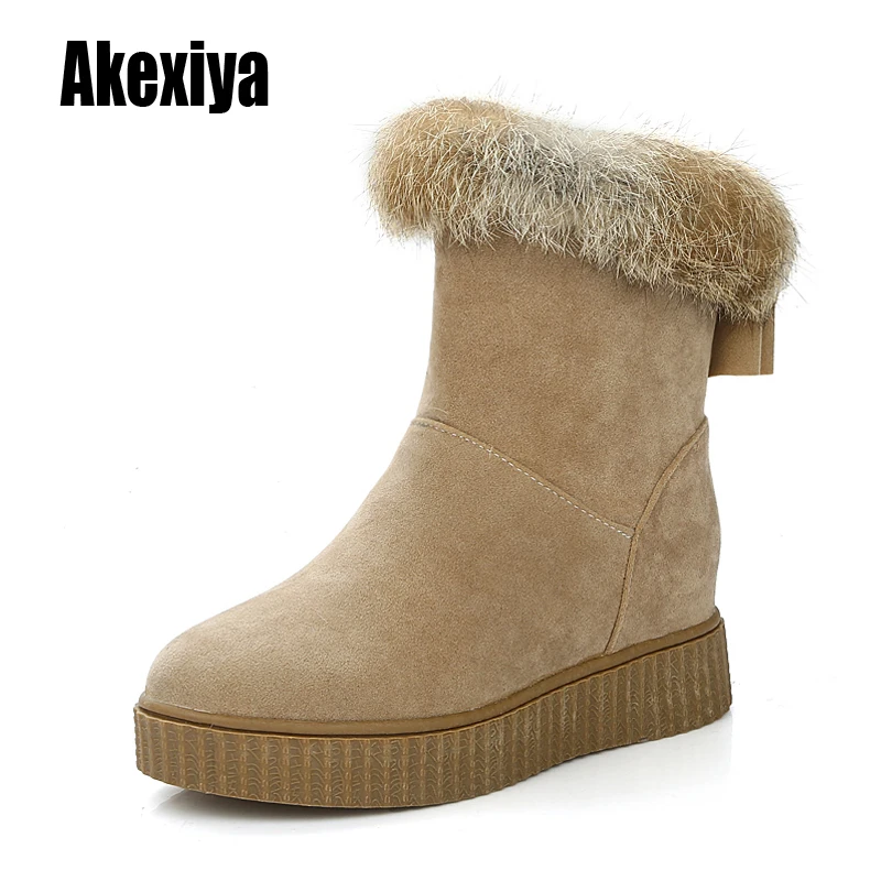 Модные рождественские женские теплые замшевые красные зимние Ботинки Зимняя