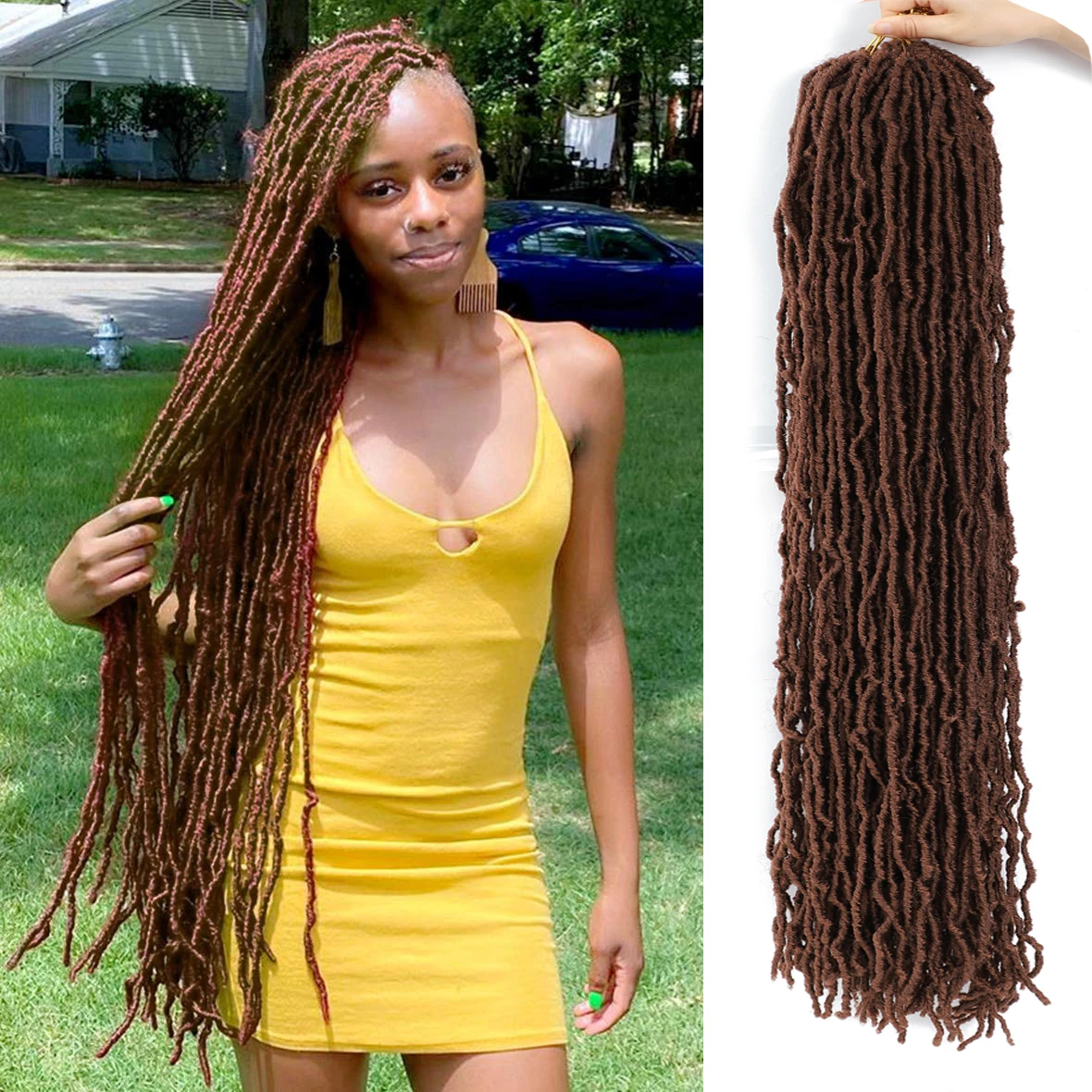 

36 Inch Long Soft Nu Faux Locs Braids Crochet Hair Beauty Curly Dreadlock Synthetic Braiding Hair Extensions For Women