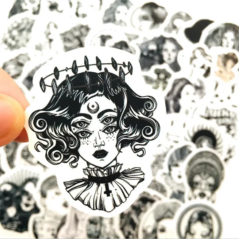 

10/30/50PCS Beauty Black and White Horror Gothic Diary Book Skateboard Waterproof Graffiti Sticker Decoration Wholesale