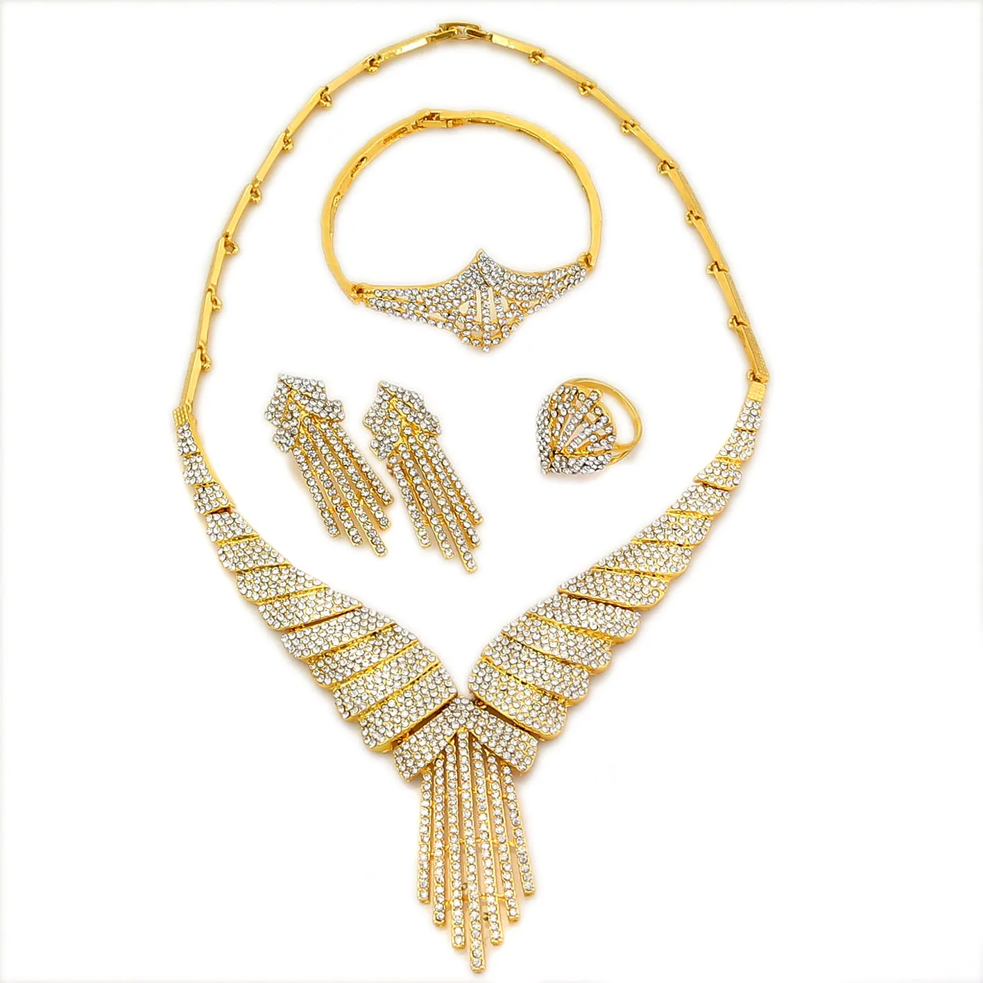 

Yulaili Factory Direct Exquisite Women's Necklace Jewelry Set United States Ladies Wholesale Chain Zircon Diamond For Party Set