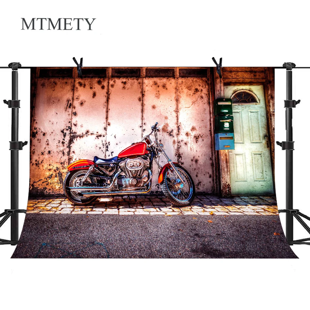MTMETY фотофоны мотоцикл потертый старый дом улица фотографии фоны пользовательские виниловые фото студия фон