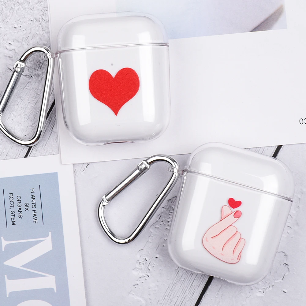 Футляр для наушников для Apple AirPods 2 зарядных ящики милый мультфильм Жесткий ПК прозрачный чехол для Airpods прозрачный чехол с крючками