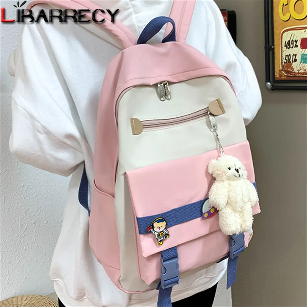 

Дизайнерский женский рюкзак с клиньями, нейлоновая школьная сумка для подростков, милый дизайнерский Дамский ранец с кулоном