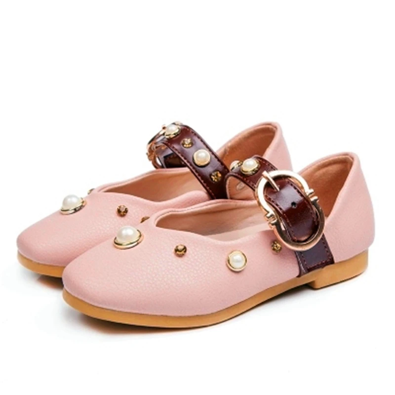 

Comfortable Sweet Girls Fashion Wild Pearl Shoes 2021 New Spring Autumn Pastoral Style Children's Princess Shoes Grandma Shoes P