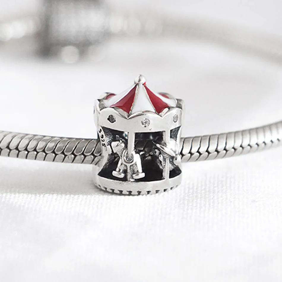 Аутентичные S925 DIY Ювелирные изделия Рождественская карусель Шарм Подходит Для