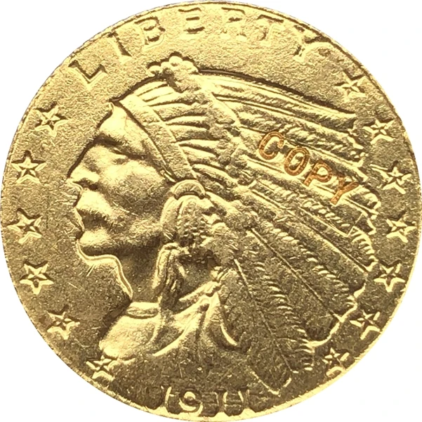 

24-K gold plated 1911 $5 GOLD Indian Half Eagle Coin Copy