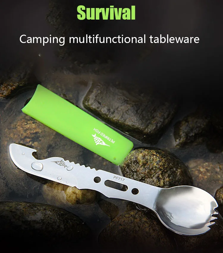 Новинка портативная вилка и ложка из нержавеющей стали для кемпинга пикника на