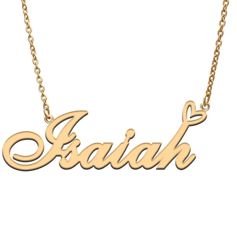

Love Heart Isaiah Name Necklace for Women Stainless Steel Gold & Silver Nameplate Pendant Femme Mother Child Girls Gift