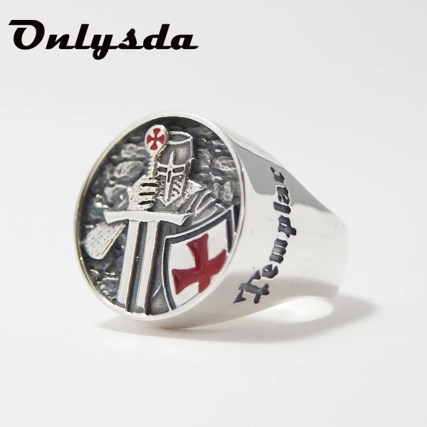 Классные вещи Мужские кольца Нержавеющая сталь красный чехол Броня с щит