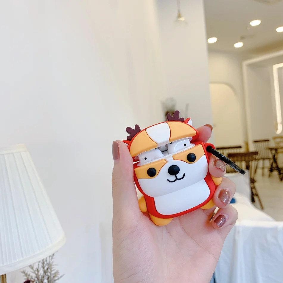 Милый 3D чехол для наушников для Airpods 2, чехол с изображением аниме, Детские Силиконовые Наушники с изображением утки, Защитная крышка для Apple Airpods 1, чехол для Earpods