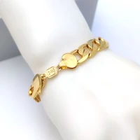 mens womens bracelet curb cuban link chain 12mm 8inch fine 18ct thai baht gf gold italian 24k connect yellow solid