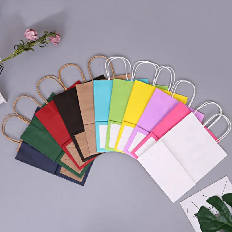 40 шт./лот элегантный пакет из крафт бумаги с ручкой подарочный сумки для покупок