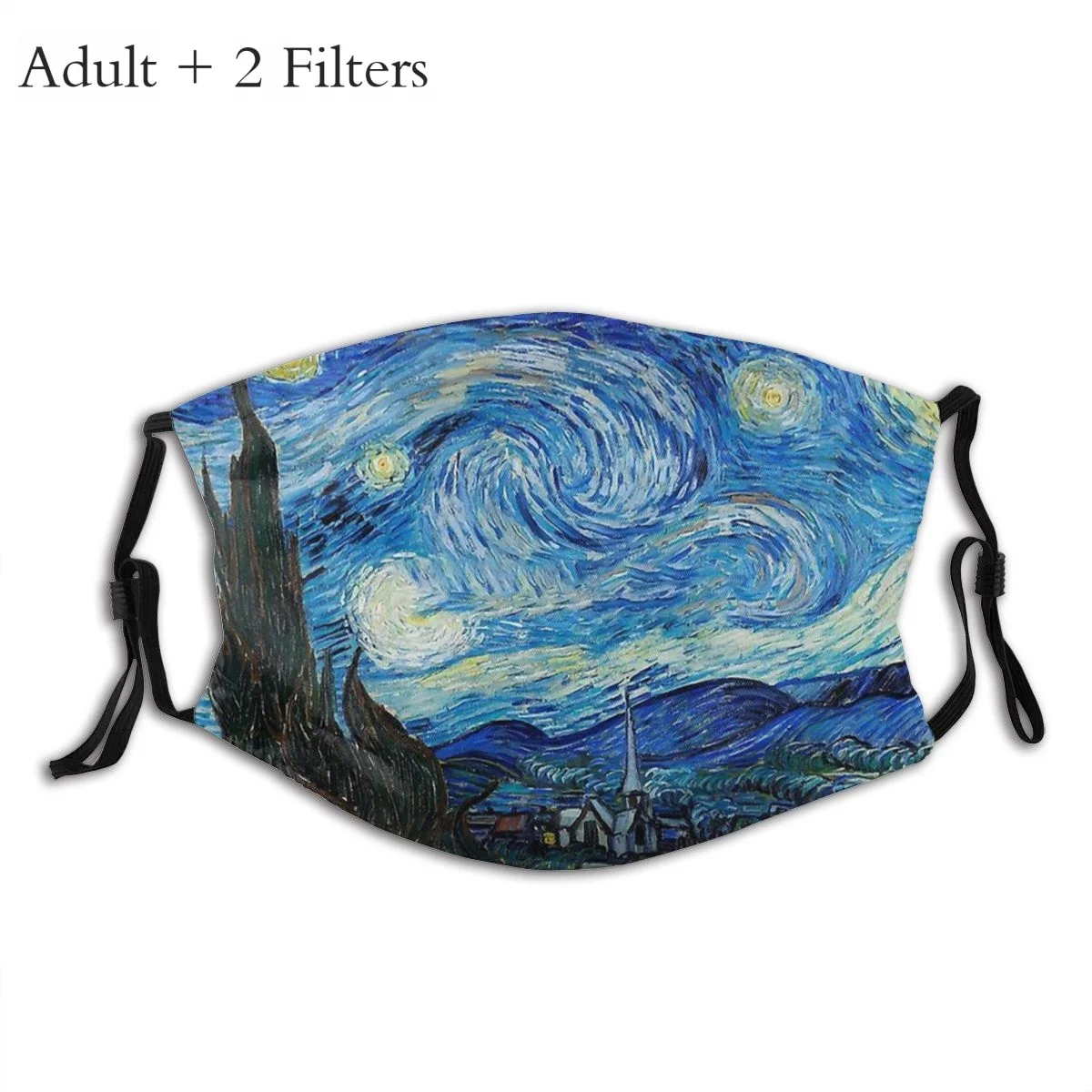 

Funny Happy Protection's Mask Funny Starry Night Face Washable Fabric Mask With Filters Protection Respirator Muffle