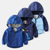 children clothing new autumn winter spring 2021 windbreaker hooded cartoon striped zipper top hardshell jacket for boys