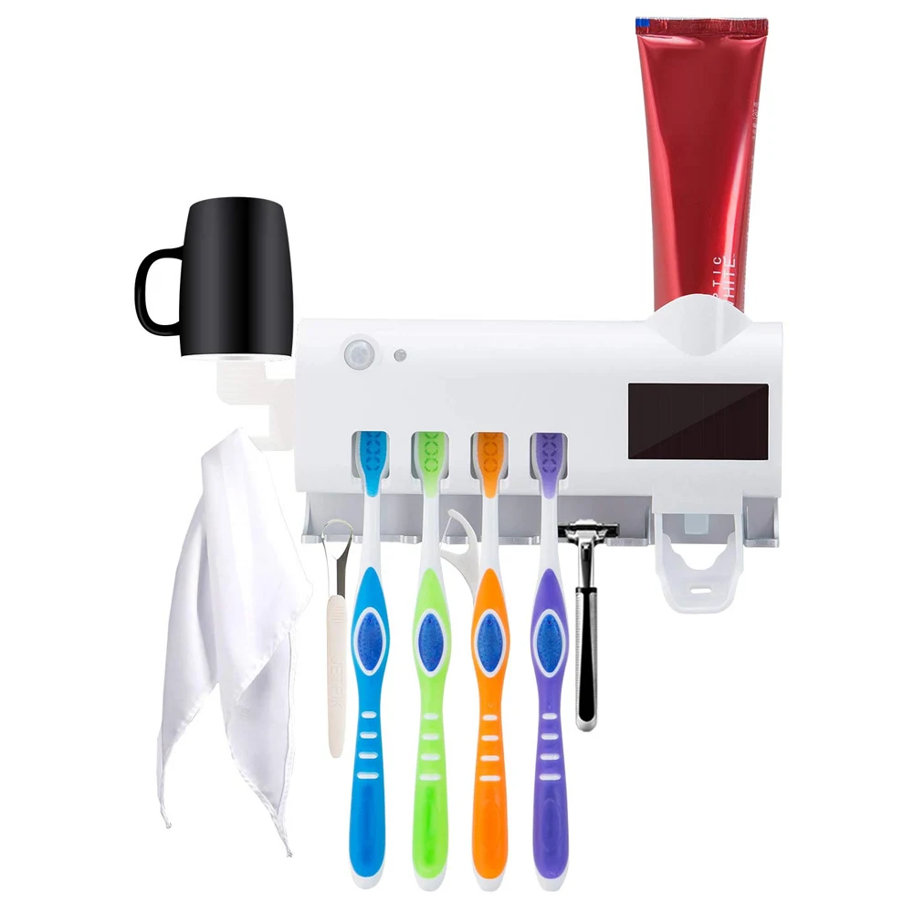 Солнечный Мощность уфл дезинфицирование настенная подставка для зубных щеток