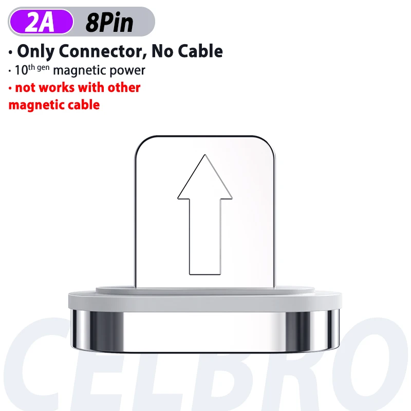 only 8pin plug Магнитный usb-кабель для зарядки 5A/3A Tipe c mi cro Usb Cavo Magnetico быстрое зарядное устройство магнитный кабель для xiaomi mi a3 huawei - Цвет: only 8pin plug