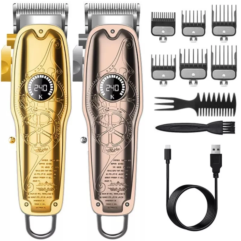 

Kemei 1969-PG USB Fast Charge Razor Adjustable 4-Speed LED LCD Mute High-Power Electric Trimmer Hair Clipper for Man