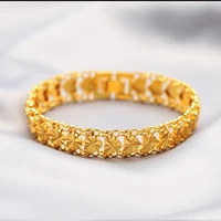 12mm wrist chain heart bracelet fashion jewelry 18k yellow gold filled women girl romantic gift