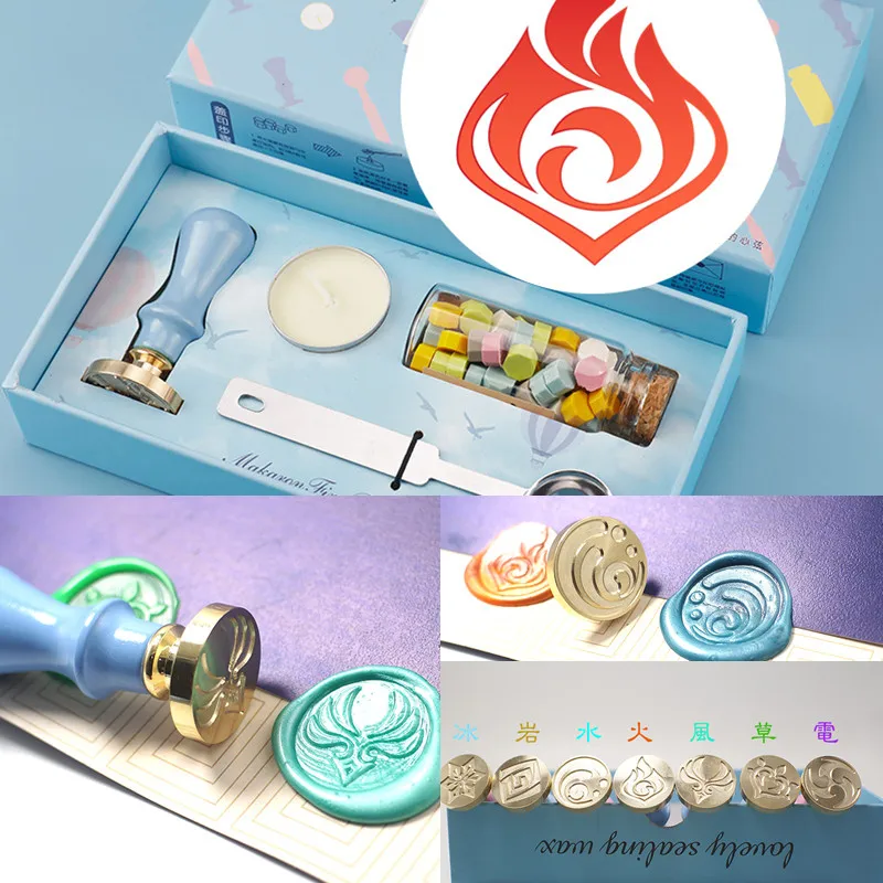 Аниме Онлайн-фигурки Genshin ударная печать восковая игра Ganyu Keqing Wendi 7 элементов