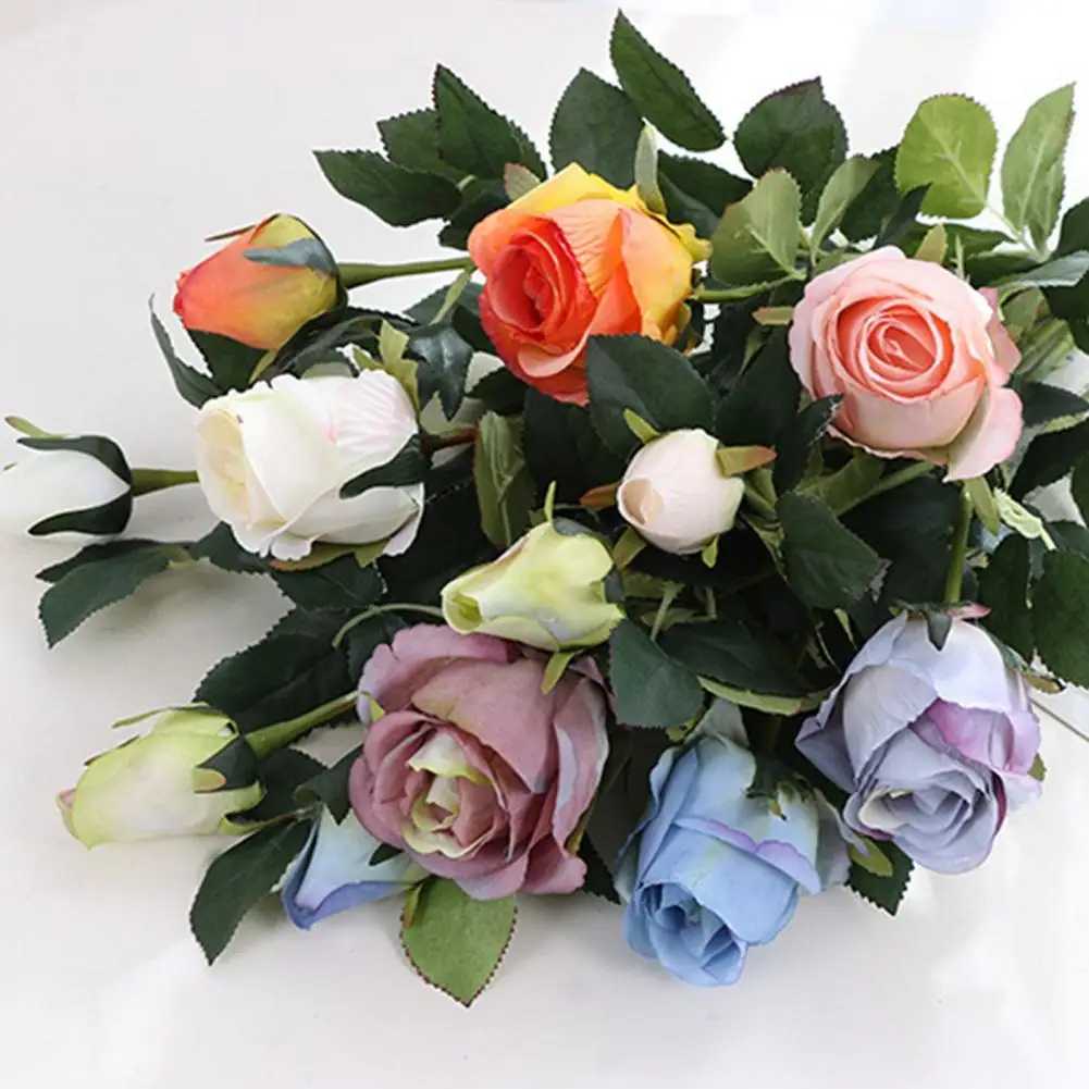 

Artificial Rose Multi-use Bright-colored Faux Silk Flower Simulation Flower Display Decoration for Gifts