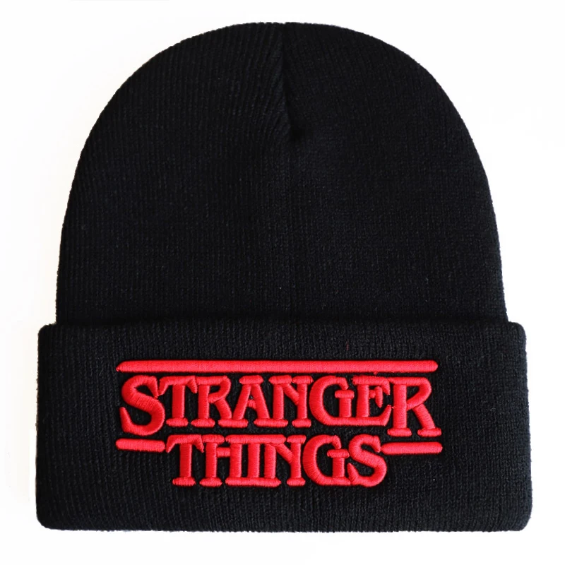 

New Stranger Things 3D Embroidery Beanie Knitted Hat Winter Solid Skullie Knitted Hat Costume Accessory Warm Winter