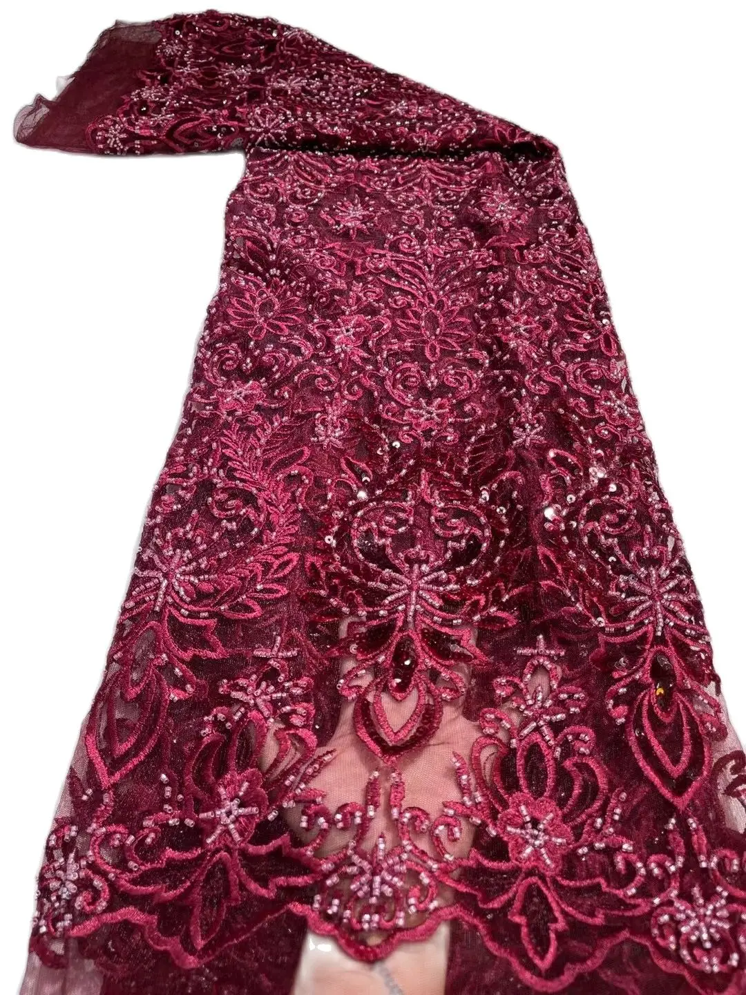 

African Sequins Lace 2022 French Tulle Hight Qualiy 3D Embroidery Mesh Skin Friendiy Fabric For Party Wedding Dress 5 Yards