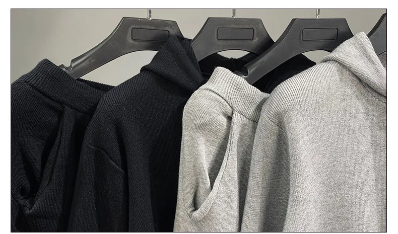 

HIgh quality zipper up Knitted 2 Pieces Set Pullovers & Elastic Waist Pants casual Slim fit tracksuits wholesale T398