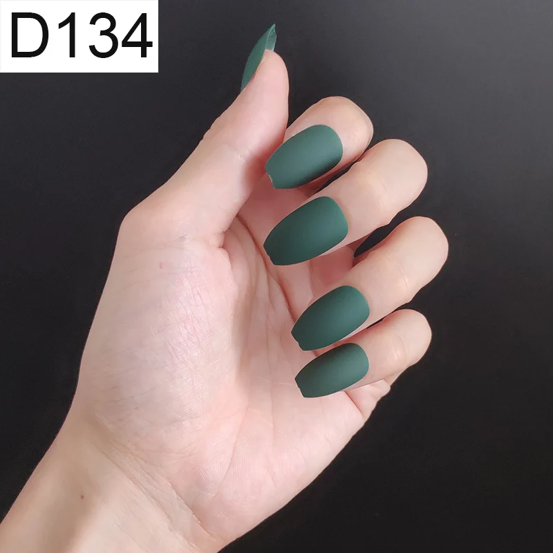 D134 Ballerina x 1P 24 шт./компл. стилет балерина гроб круглый овальной формы с полным покрытием матовая накладные ногти для ног, мягкая на ощупь, накладные ногти искусственные ногти Нейл Арта, набор - Цвет: D134 Ballerina x 1P