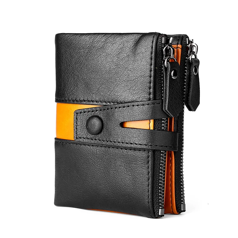 

2020 Coin Bag Zipper Wallet Men Genuine Leather Wallets Purse Fashion Short Purse With Credit Card Holder Hasp Design