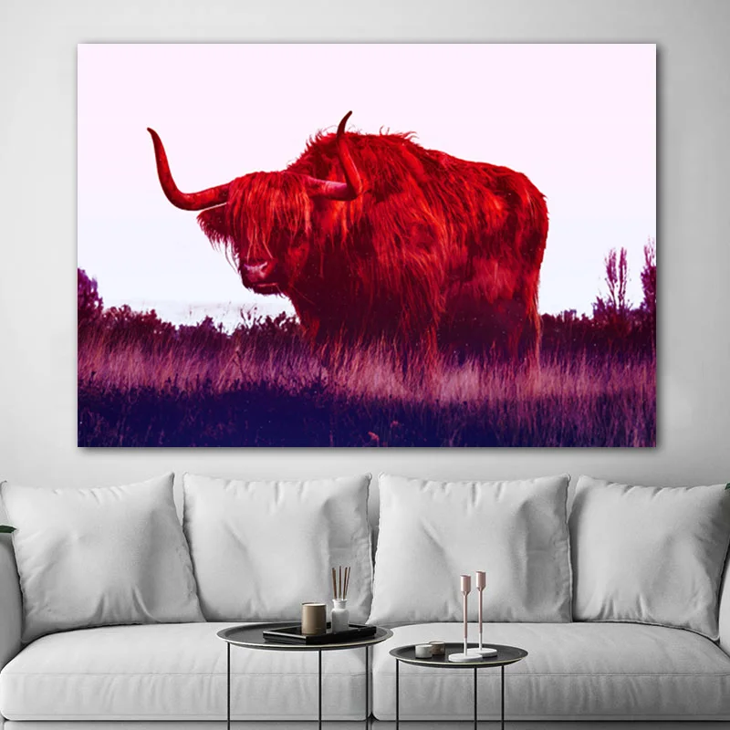 RELIABLI ART Highland Cow картина с животными на холсте напечатанная настенная живопись для гостиной современные картины для украшения без рамы