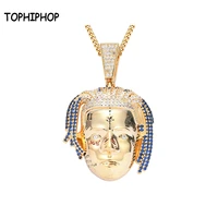 tophiphop hip hop character head pendant ice out aaa cubic zircon gold silver necklace hip hop rock style men%e2%80%99s jewelry