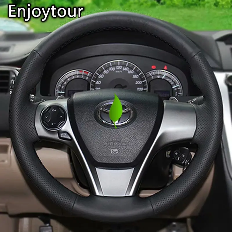 Leather Hand Sewing Car Steering Wheel Cover 38cm Accessories for Toyota Camry 2012 2013 2014 2015 2016 2017 avalon 2012-2017
