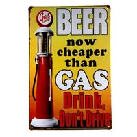 beer now cheaper than gas metal sign shabby chic gas station garage decor